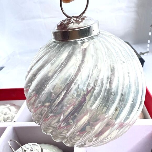 New Martha Stewart Mercury Glass Christmas Ornaments Set of 9 Vtge Kugel Style - Picture 8 of 9